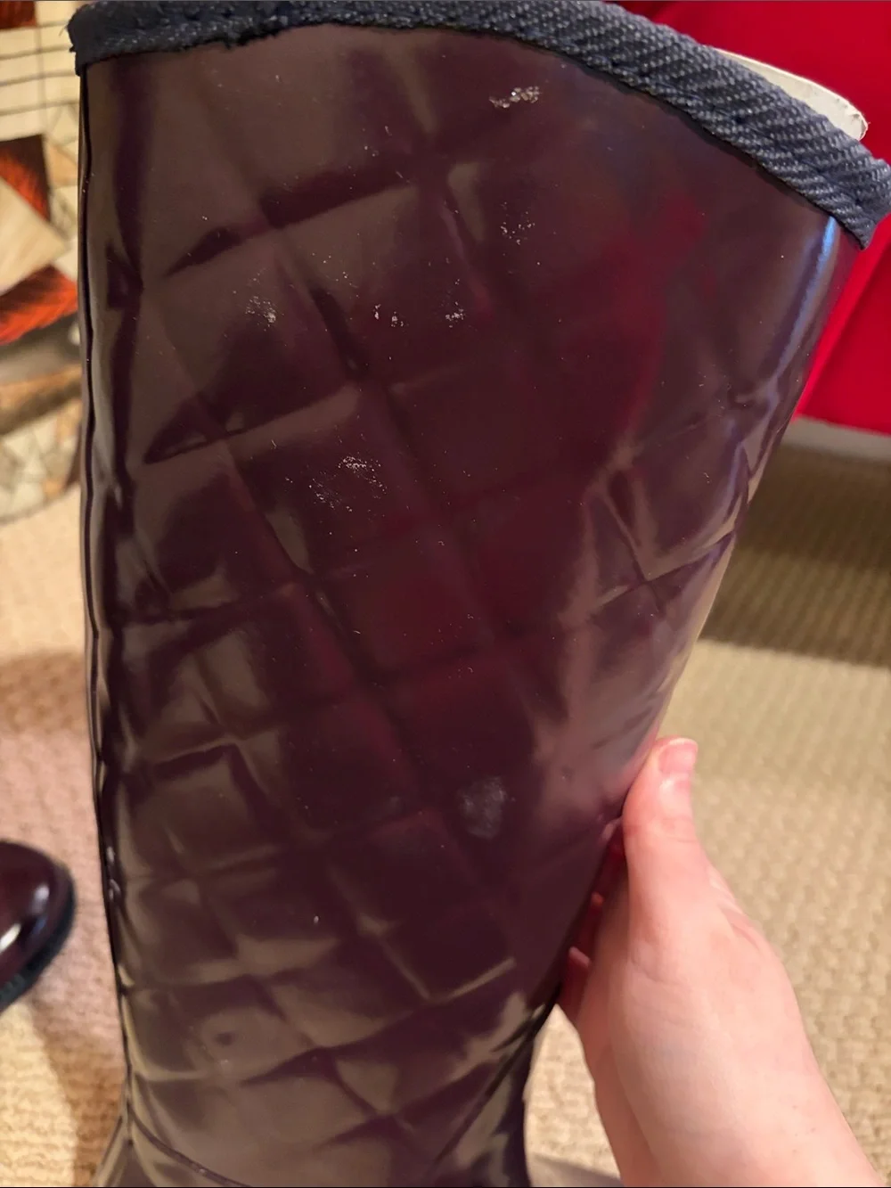 Tommy Hilfiger Quilted Tall Rain Boots in Plum